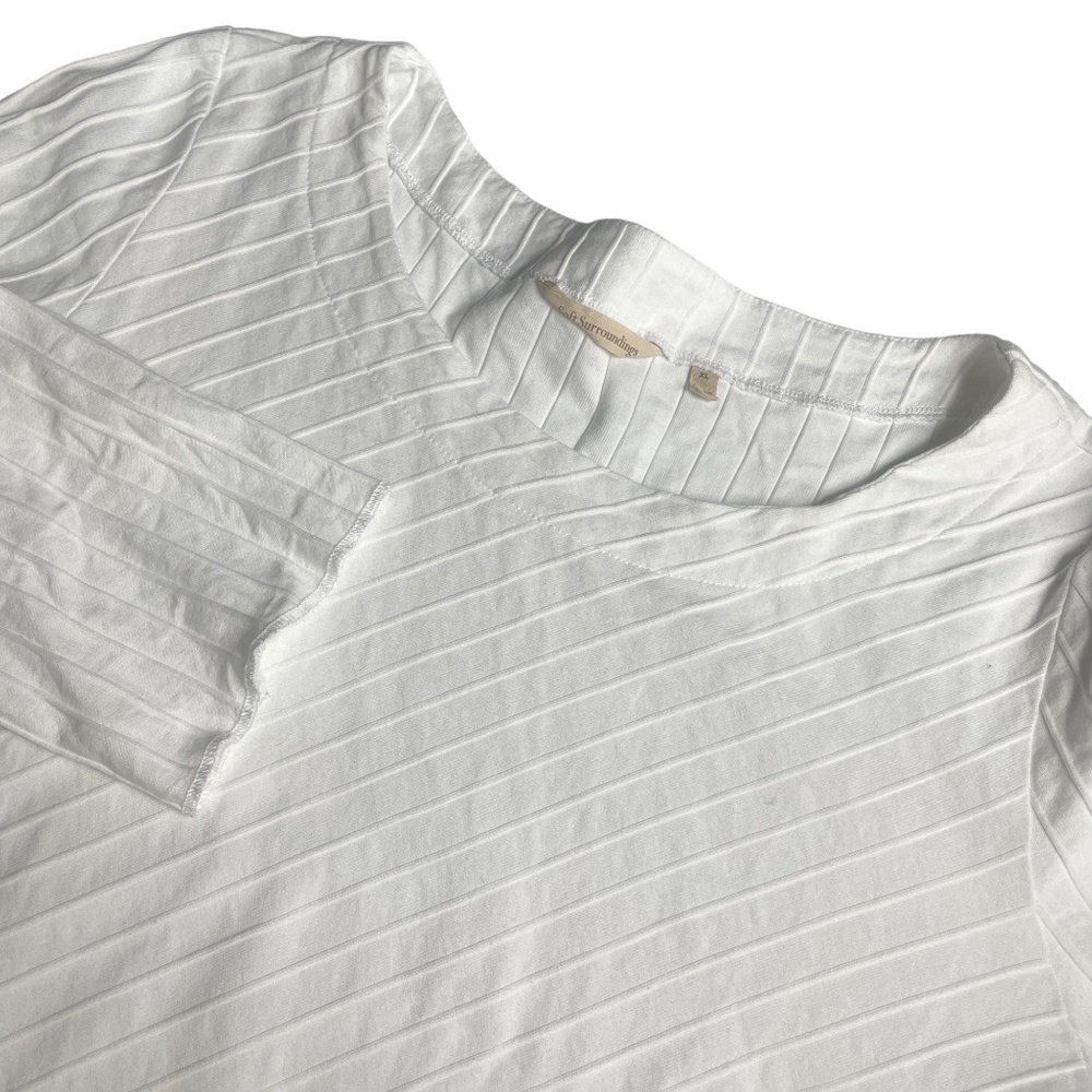 Soft Surroundings XL Ladies White 100% Cotton Top w/ Cute Button Pocket in front